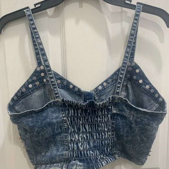 Rhinestone, jean crop top - Picture 6 of 9